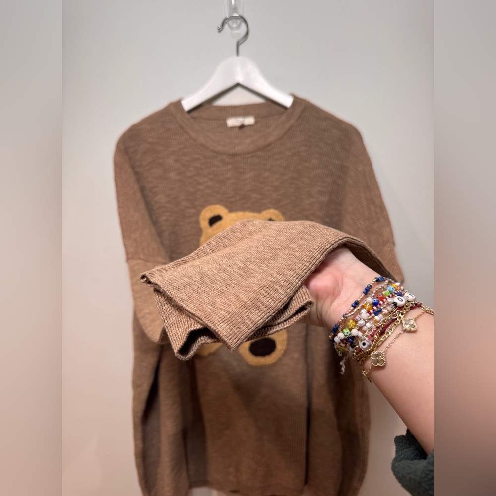 Easel Teddy Bear Patch Front Sweater - Picture 3 of 6